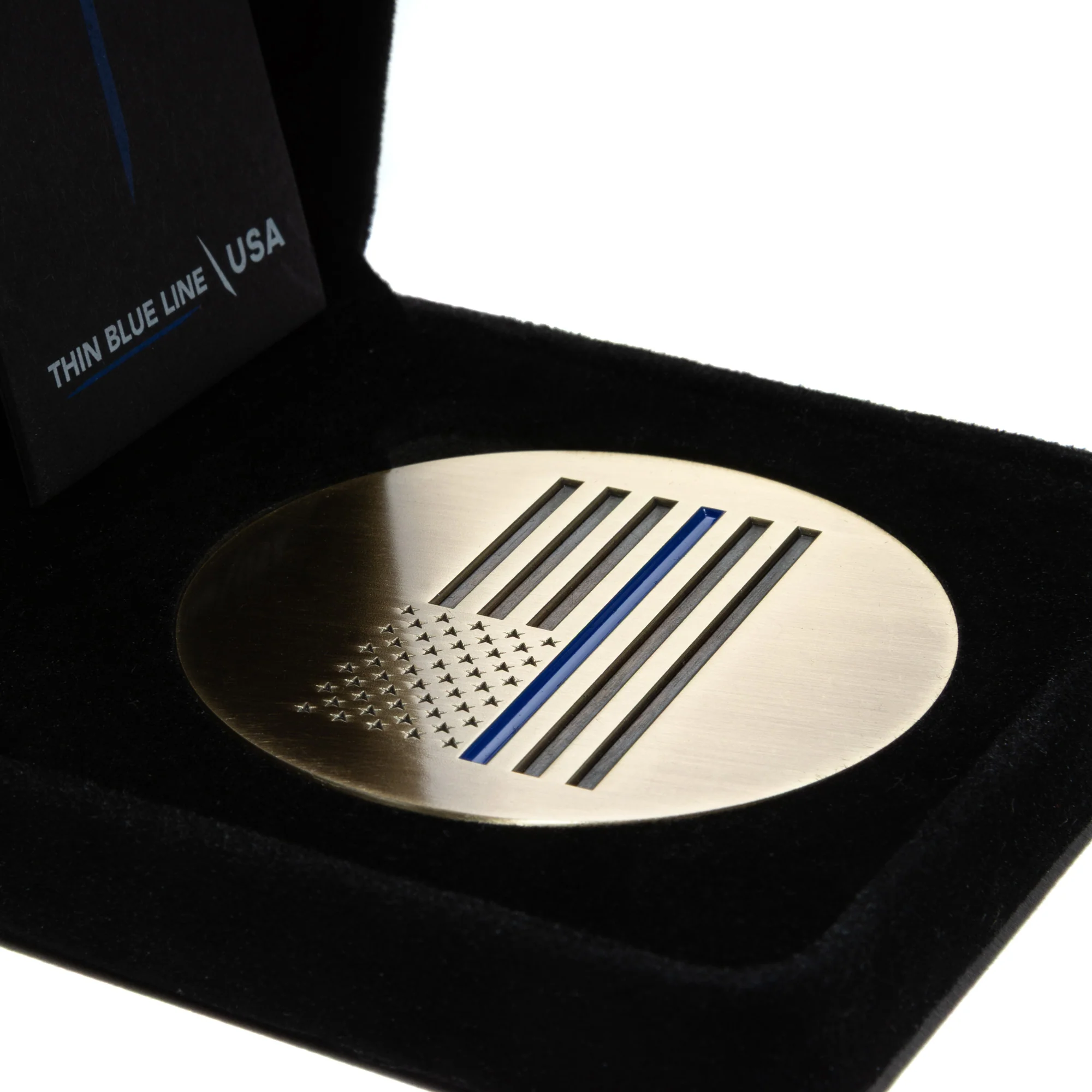 18kt Gold-Plated Challenge Coin, Special Edition, Thin Blue Line + Gift Box - Image 3