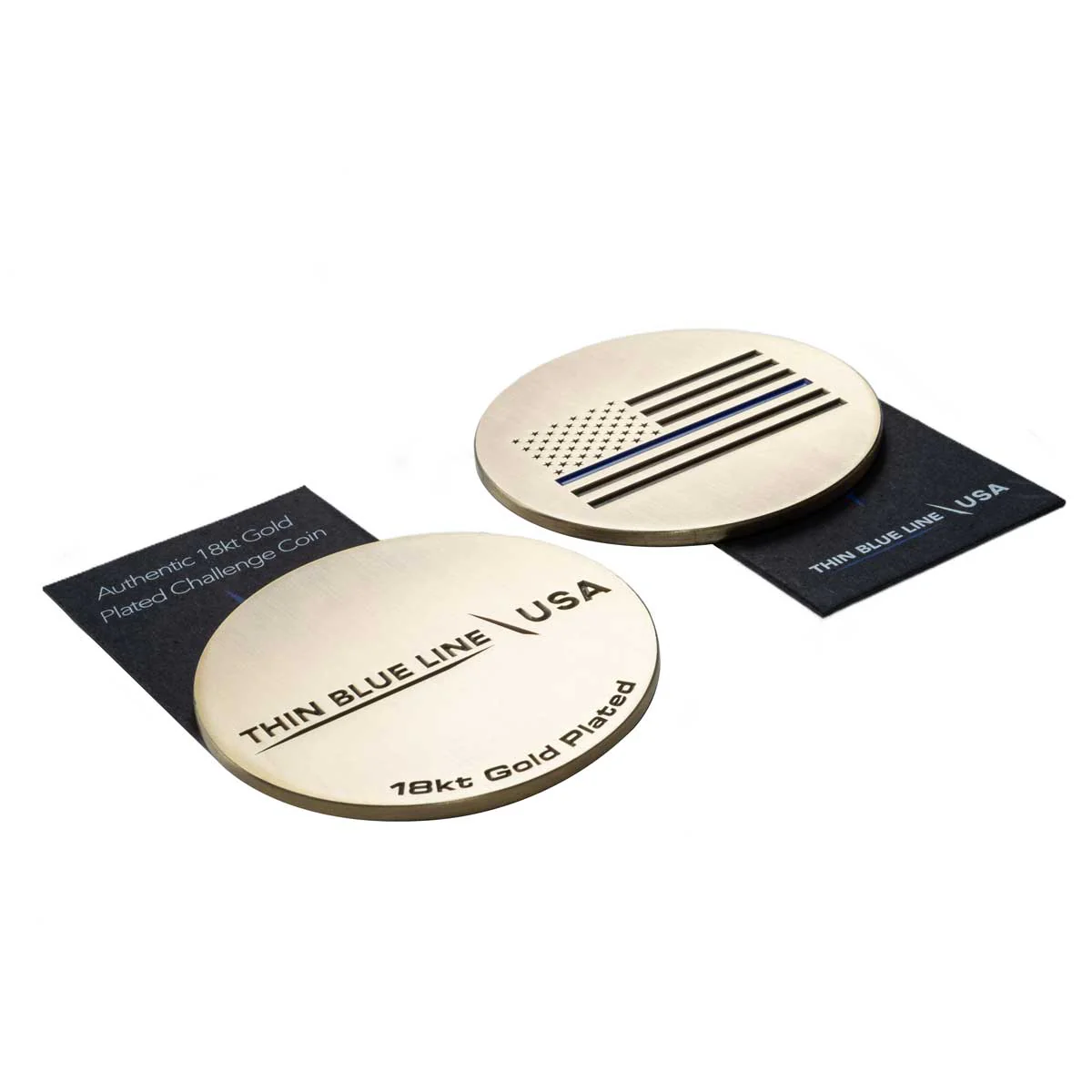 18kt Gold-Plated Challenge Coin, Special Edition, Thin Blue Line + Gift Box - Image 4
