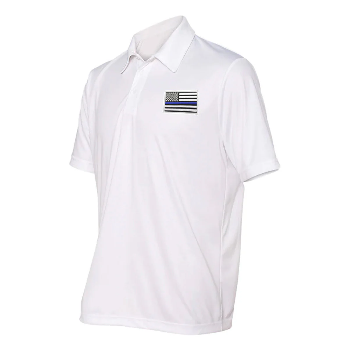Polo - Embroidered Thin Blue Line American Flag - Performance Moisture Wicking - Image 3