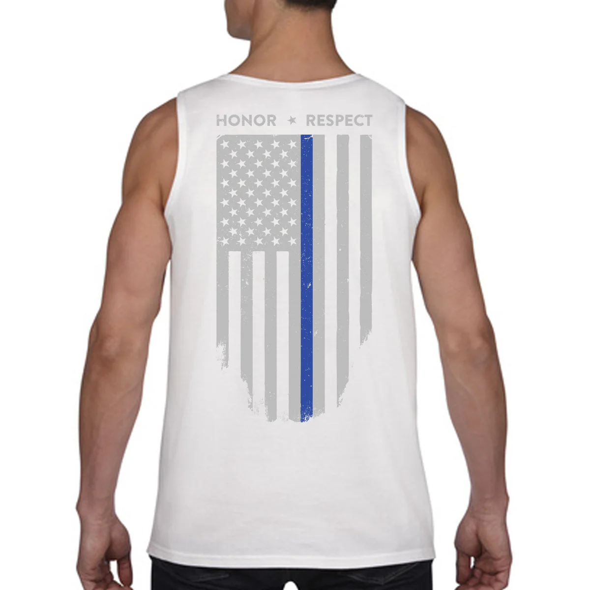 Tank - Thin Blue Line American Flag - HONOR & RESPECT - Image 4