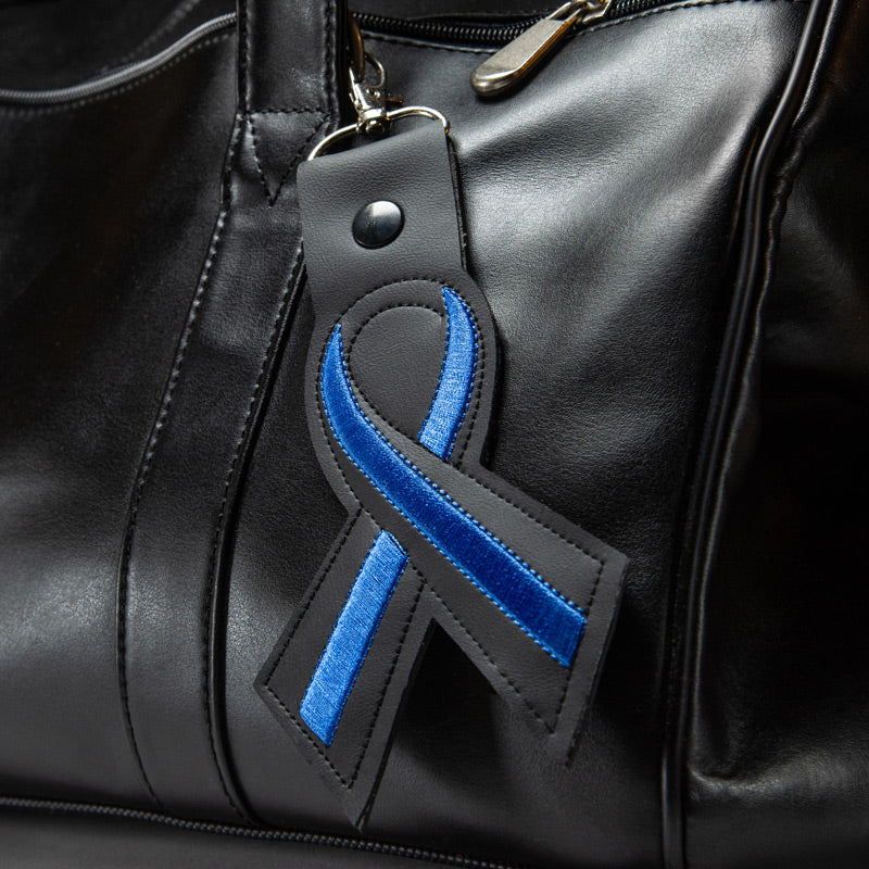 Thin Blue Line Leather Ribbon Keychain - Image 4
