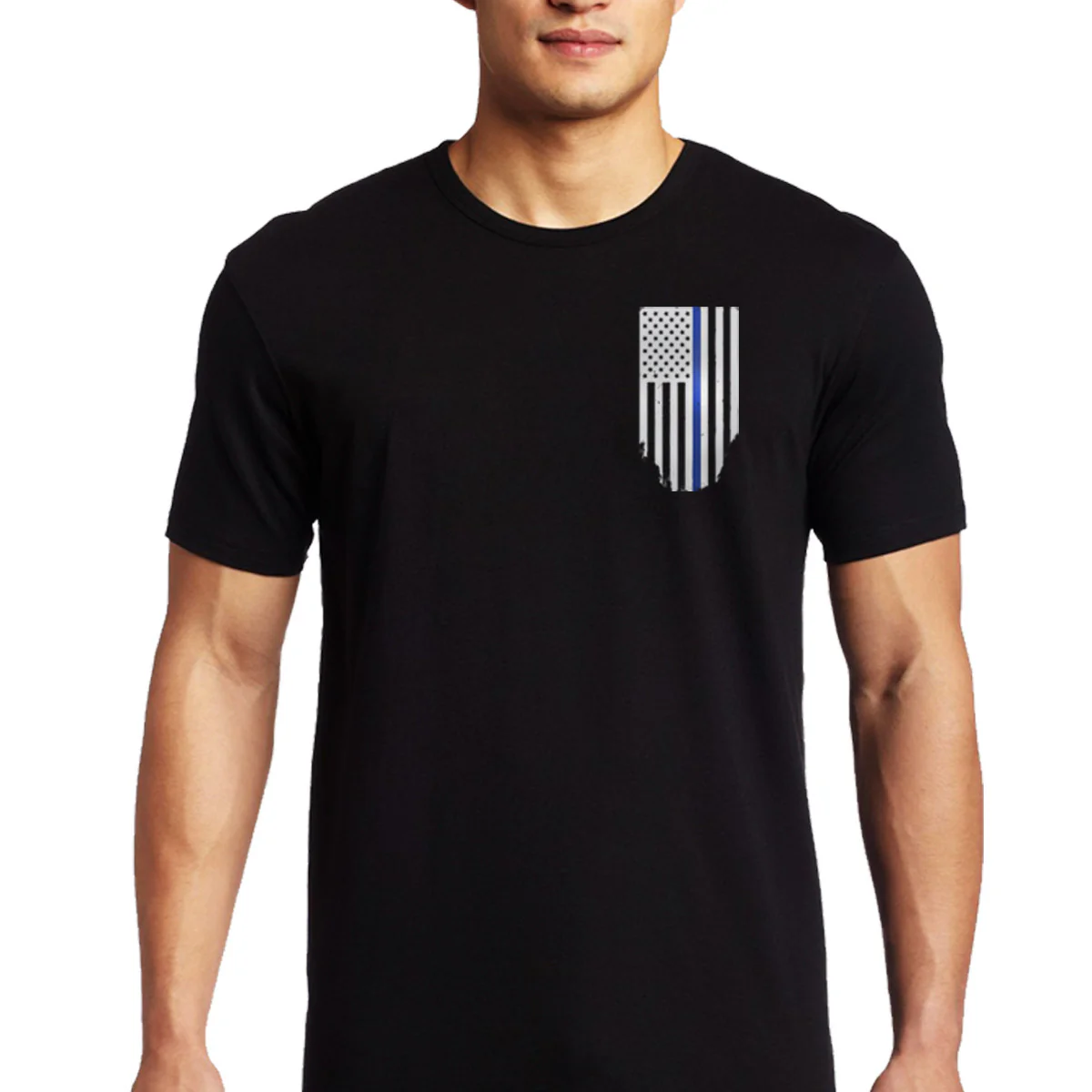 Men's T-Shirt - Thin Blue Line Flag - Honor & Respect - Image 3