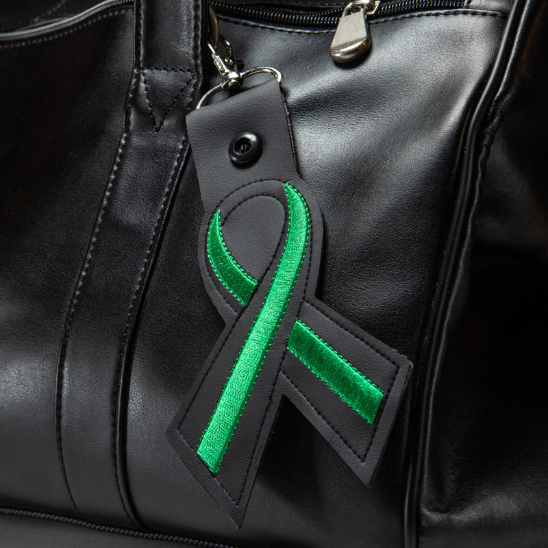 Thin Green Line Leather Ribbon Keychain - Image 3