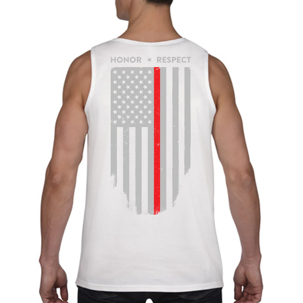 Tank - Thin Red Line American Flag - HONOR & RESPECT - Image 4