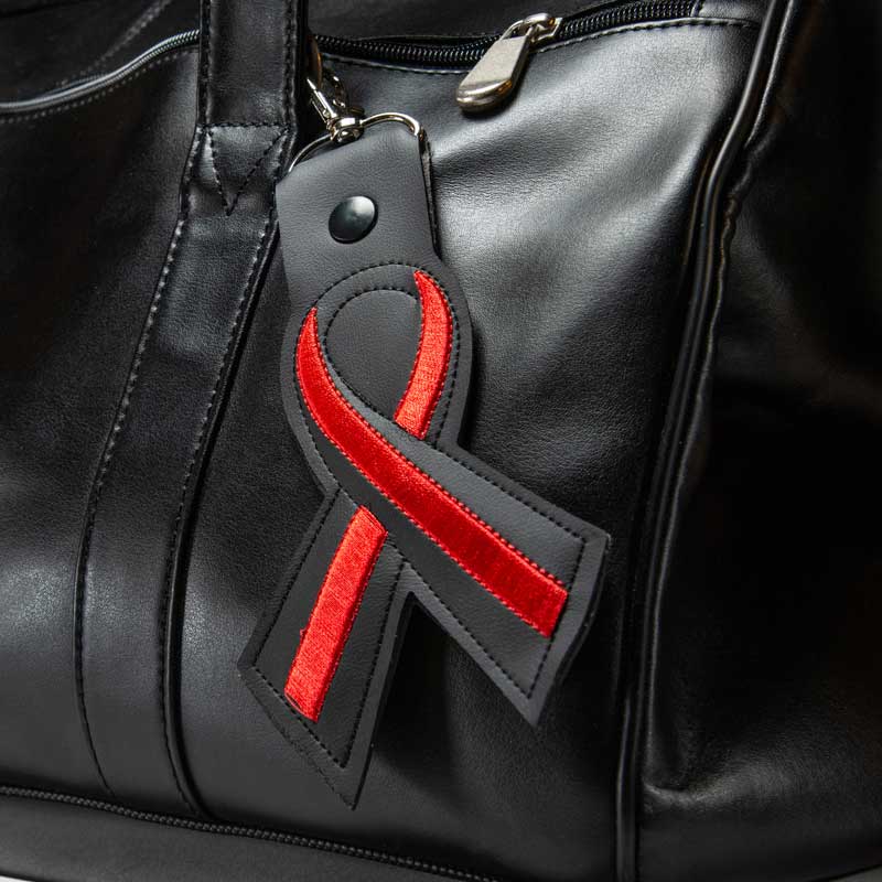 Thin Red Line Leather Ribbon Keychain - Image 3