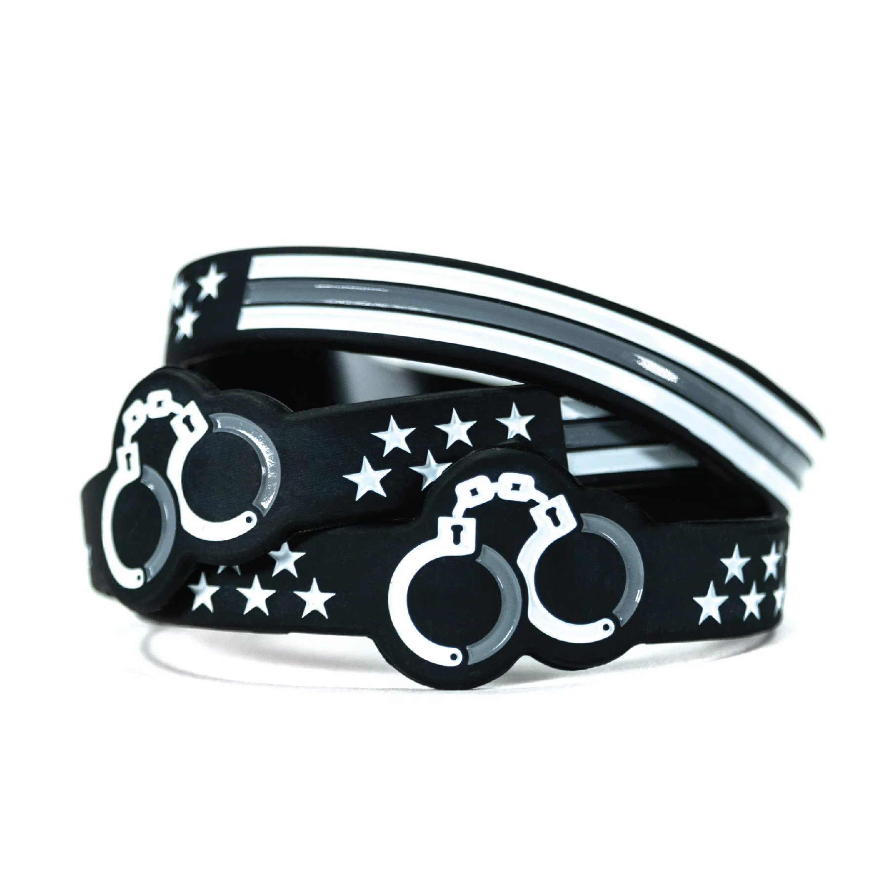 Thin Silver Line American Flag, Cuff Bracelet - Image 3