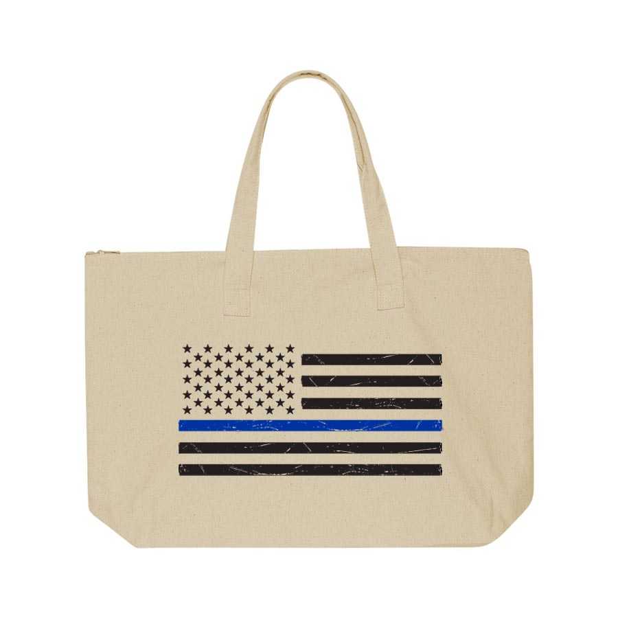 Tote Bag - Distressed Thin Blue Line American Flag - Image 3